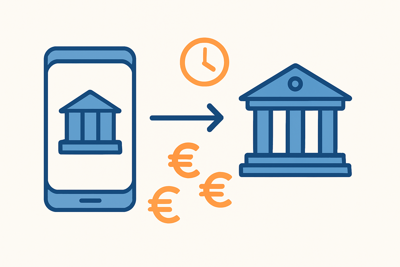 Schema du virement instantane SEPA entre deux banques en moins de dix secondes, disponible 24h sur 24