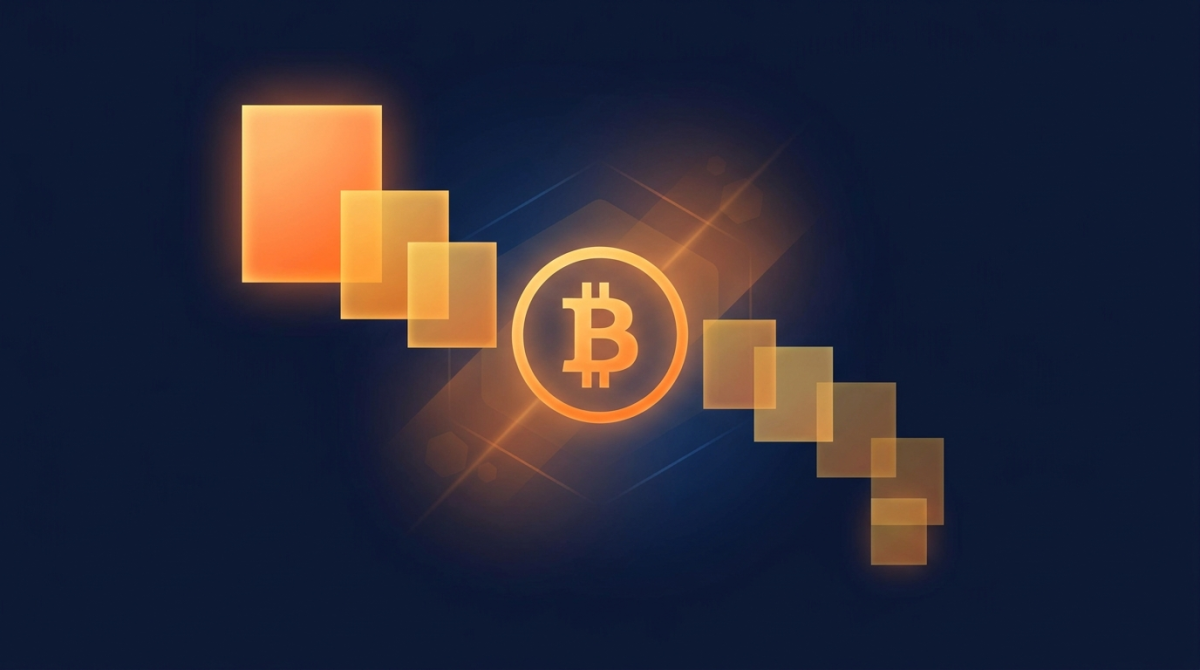 Illustration du halving du Bitcoin : une piece bitcoin coupee en deux symbolisant la division de la recompense de bloc